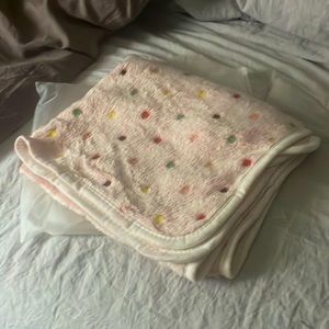 NWT Super soft Pink polka dot baby blanket